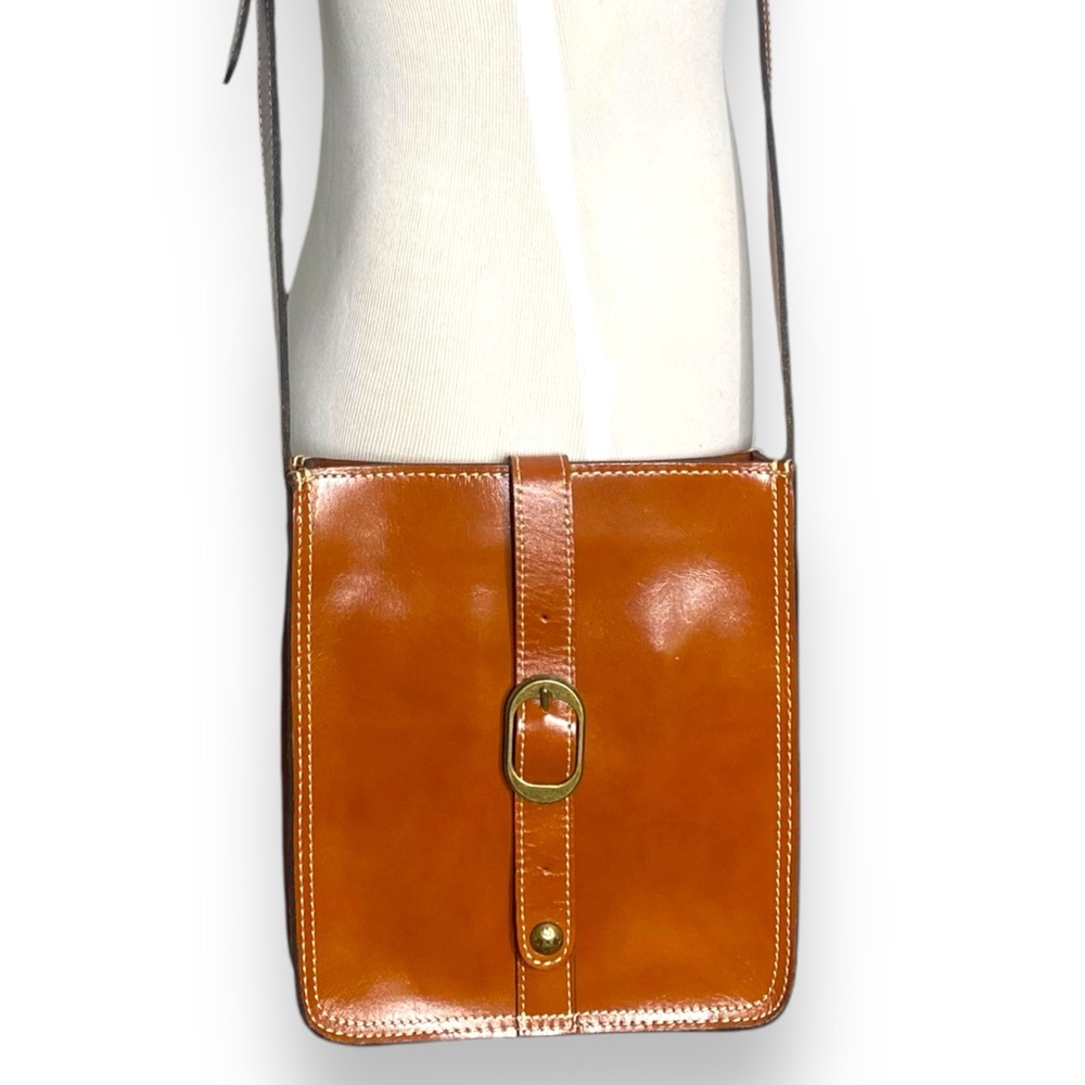 Patricia Nash Brown Leather Vertical Crossbody Bag Venezia Pouch Heritage